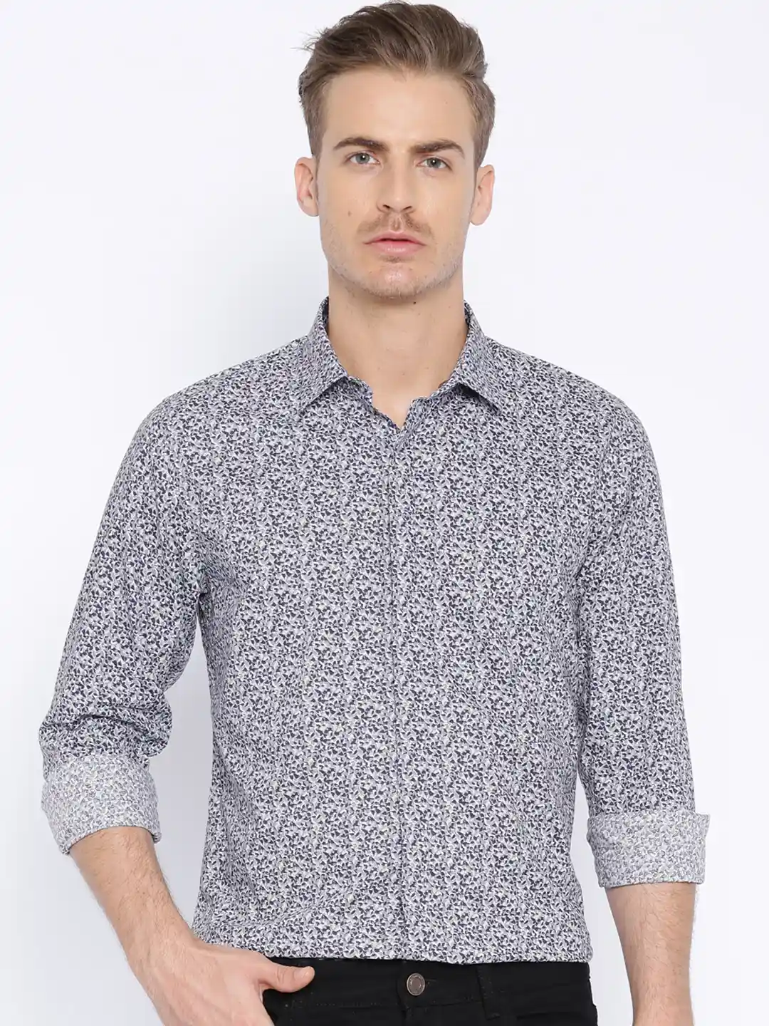 Buy Peter England Casuals Grey Navy Printed Casual Shirt