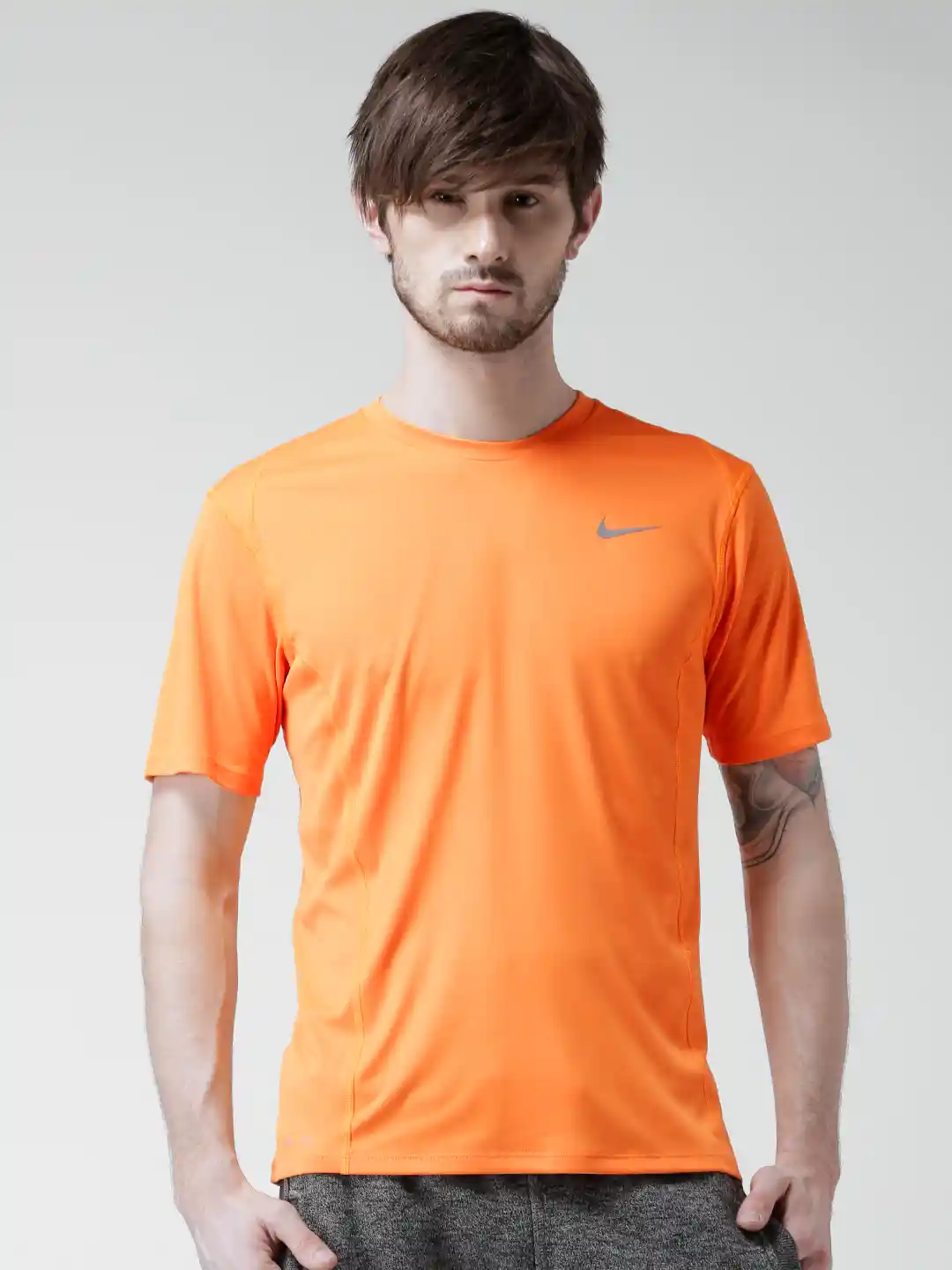 Buy Nike Orange AS DF Miler SS Running T-shirt Tshirts for Men