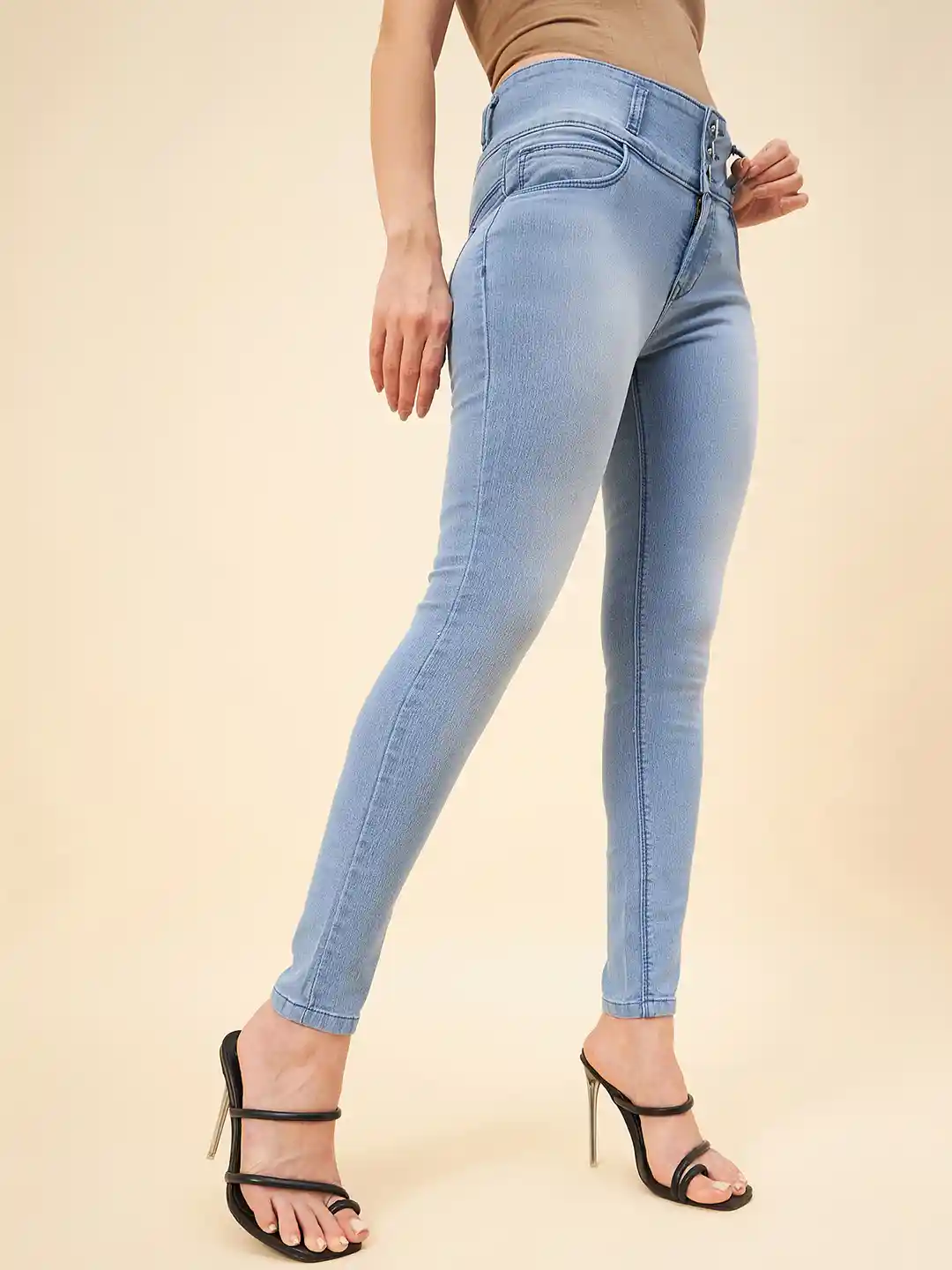 Buy High Star Women Plus Size Blue Slim Fit High-Rise Clean Look