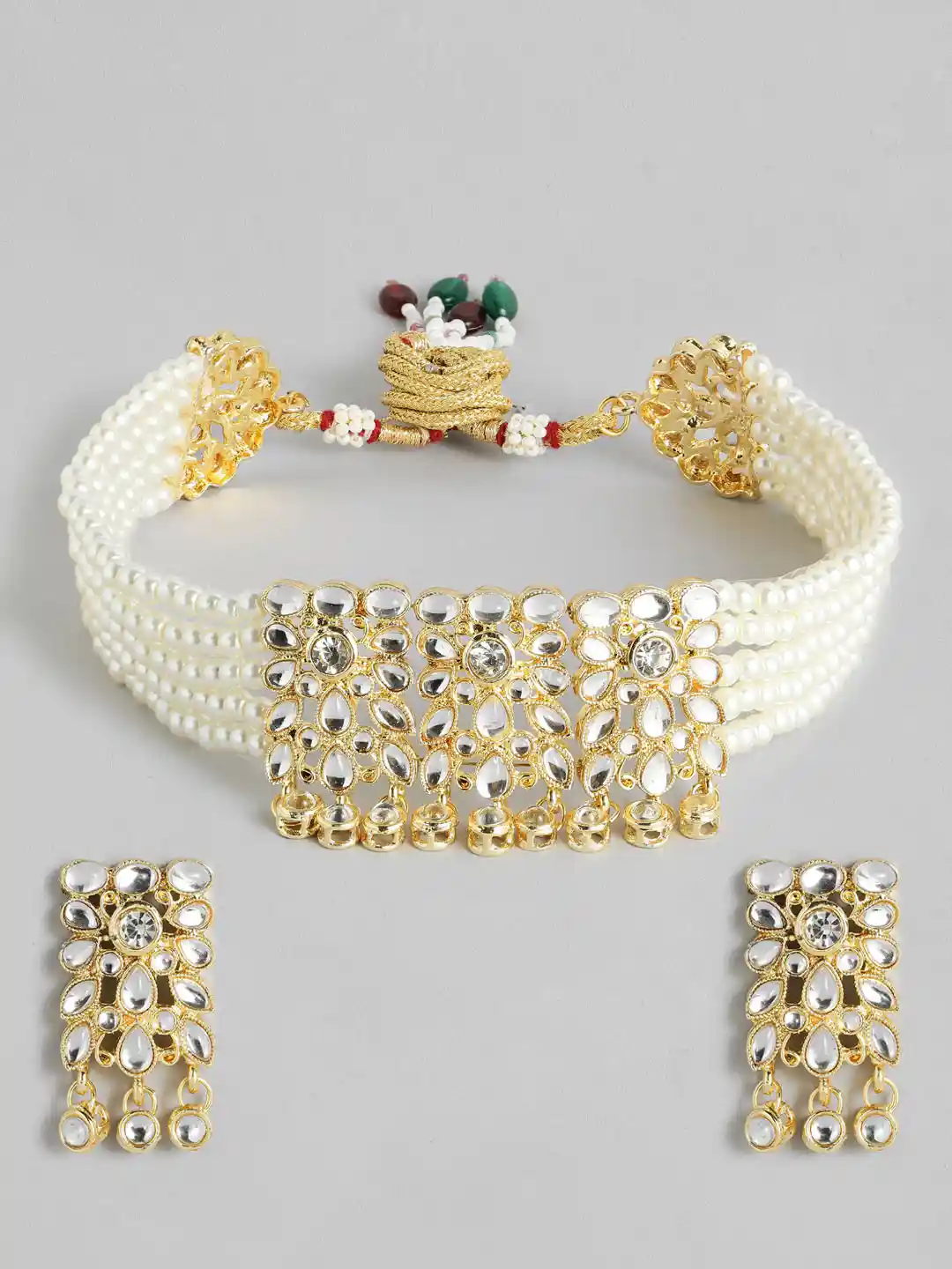 Buy Peora White Gold-Plated Faux Pearl Choker Jewellery Set