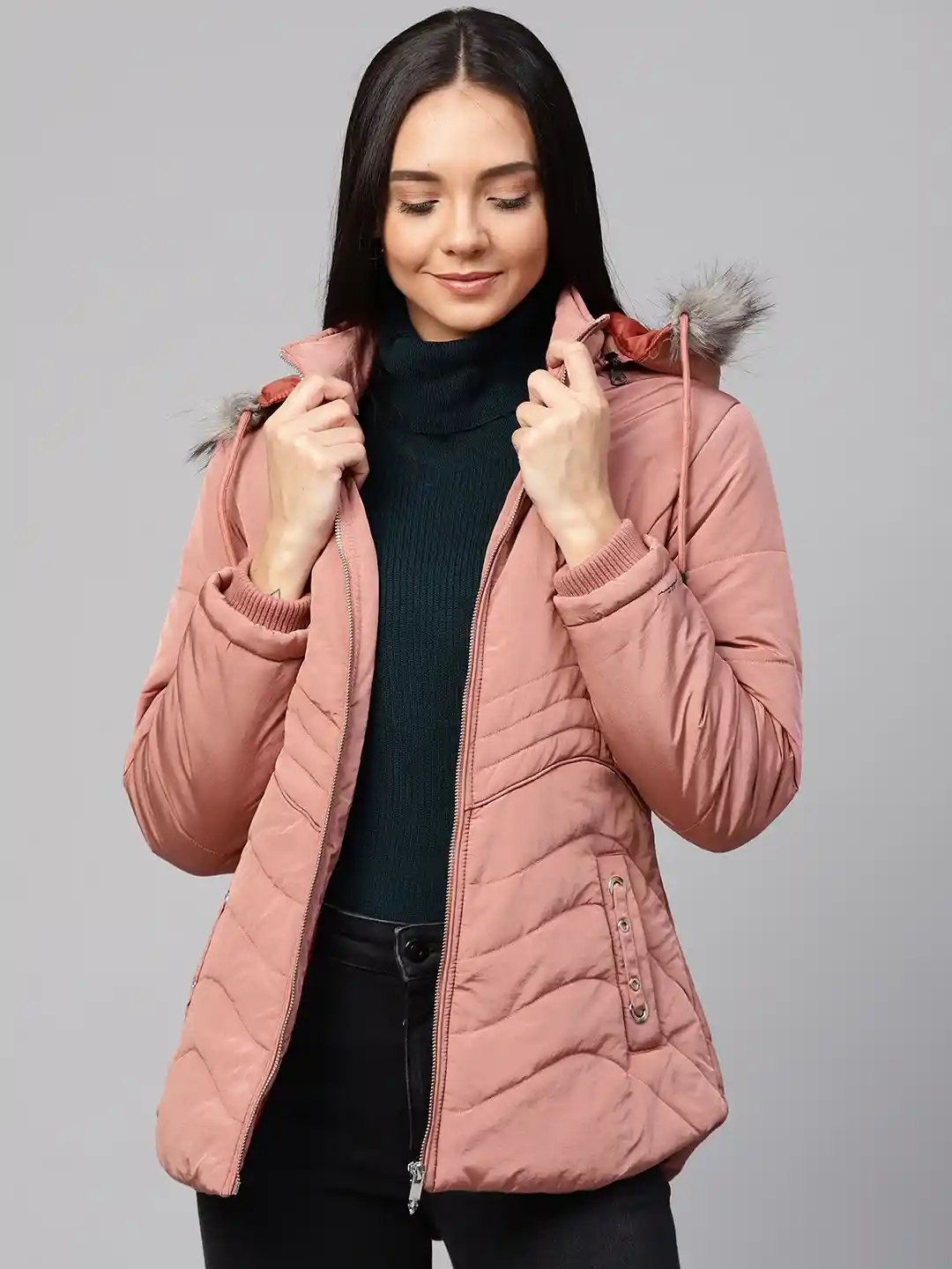 Buy Fort Collins Women Dusty Pink Solid Lightweight Parka Jacket