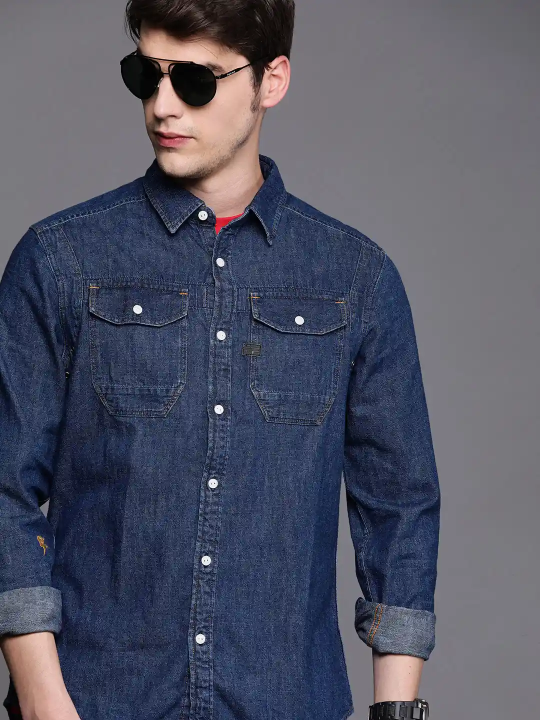 Buy G-STAR RAW Men Blue Slim Fit Solid Denim Casual Shirt Shirts
