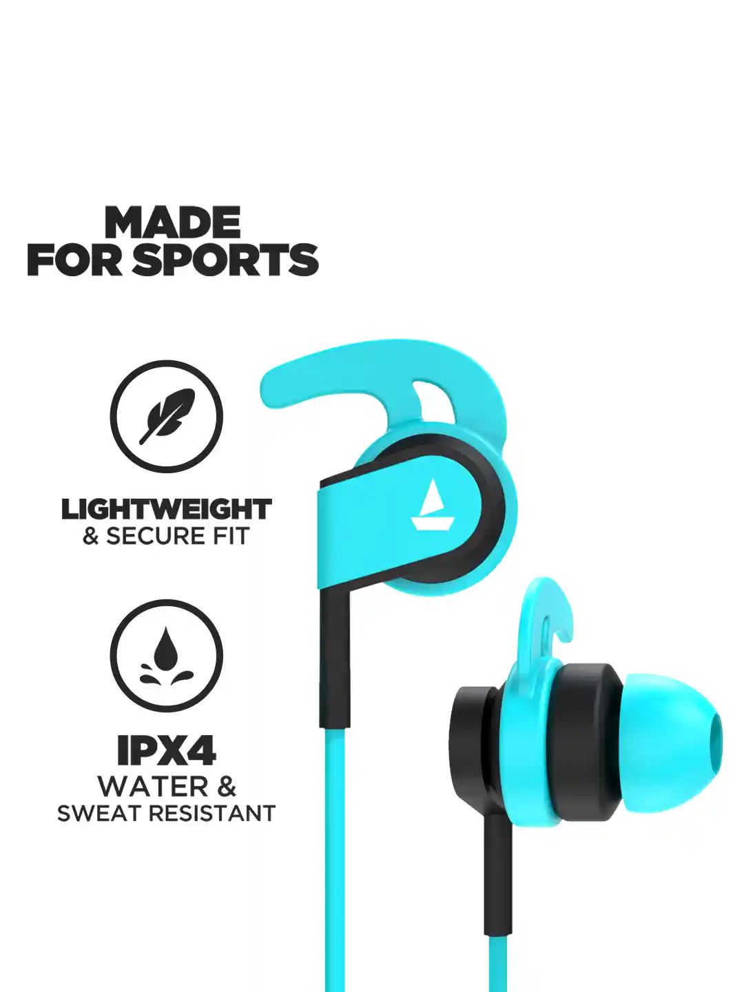 Ear Hooks Boat 242 Headset Buy BoAt Unisex Turquoise Blue Black