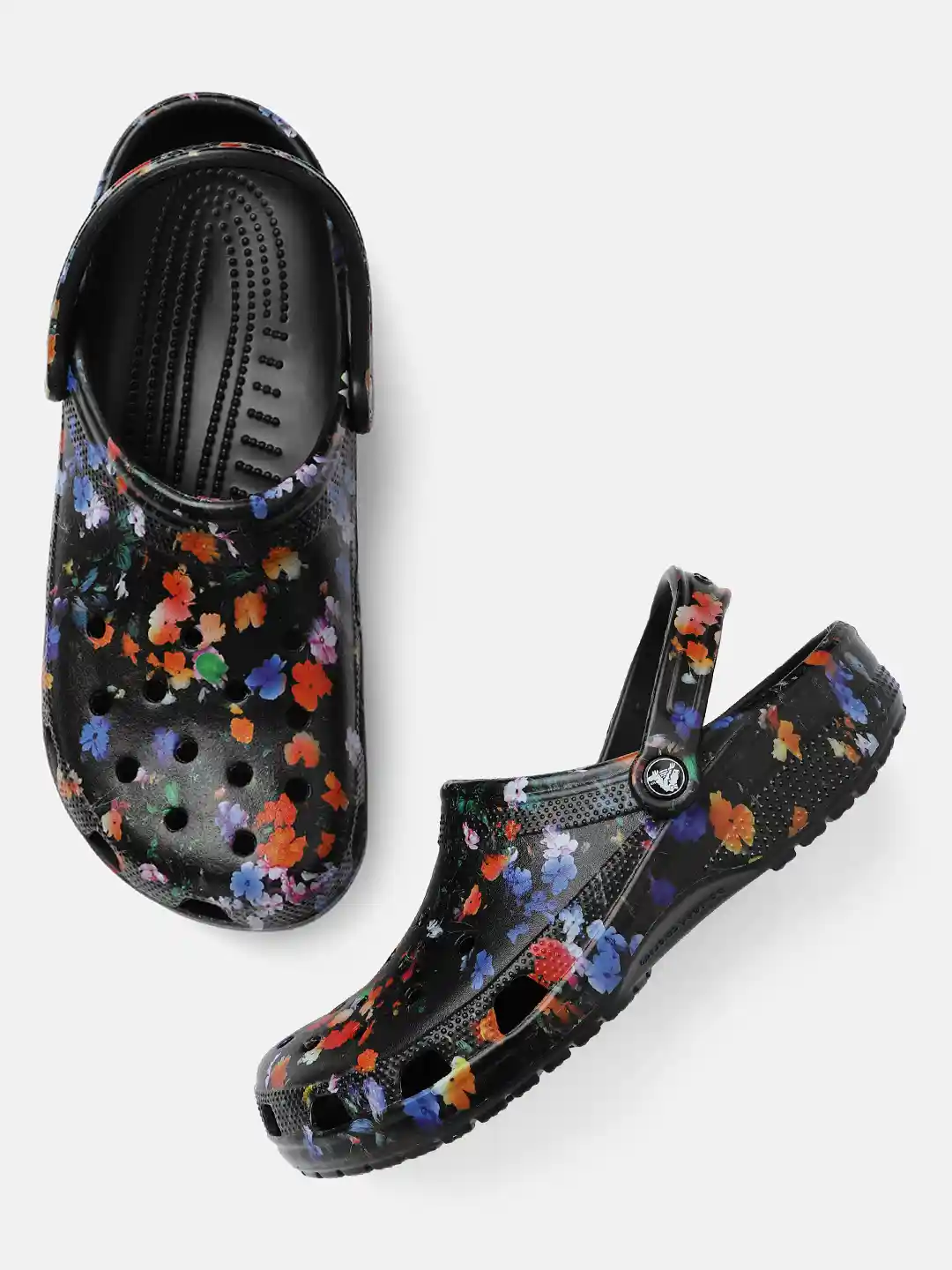 Buy Crocs Unisex Black Blue Floral Printed Clogs Flip Flops