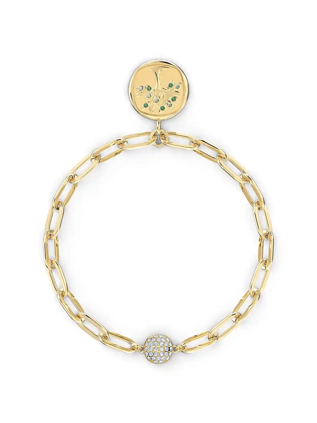 Buy SWAROVSKI Green Gold-Tone Plated The Elements Tree Bracelet