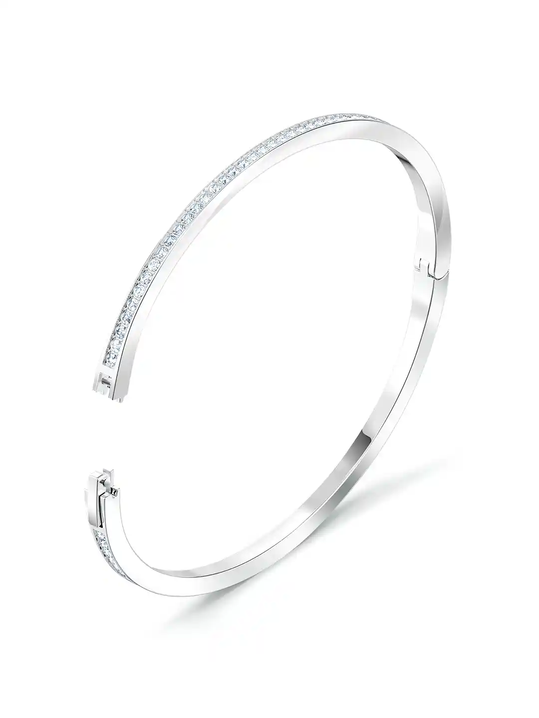 Buy SWAROVSKI White Metal Rhodium-Plated Bangle-Style Bracelet