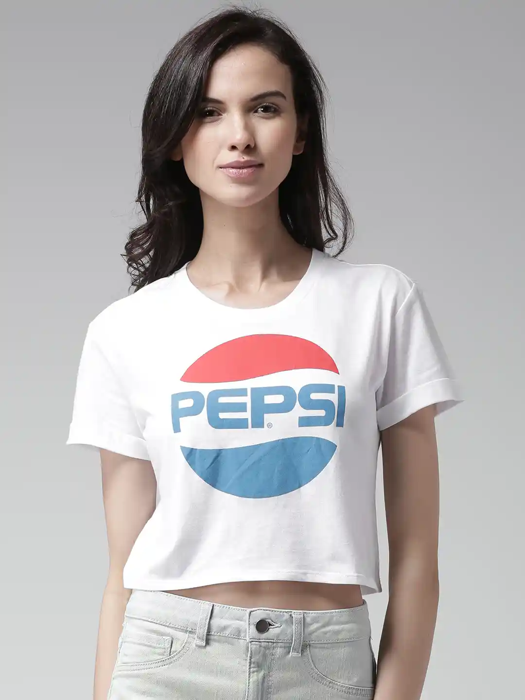 Buy FOREVER 21 White Pepsi Print Crop T-shirt Tshirts for Women - Main Image