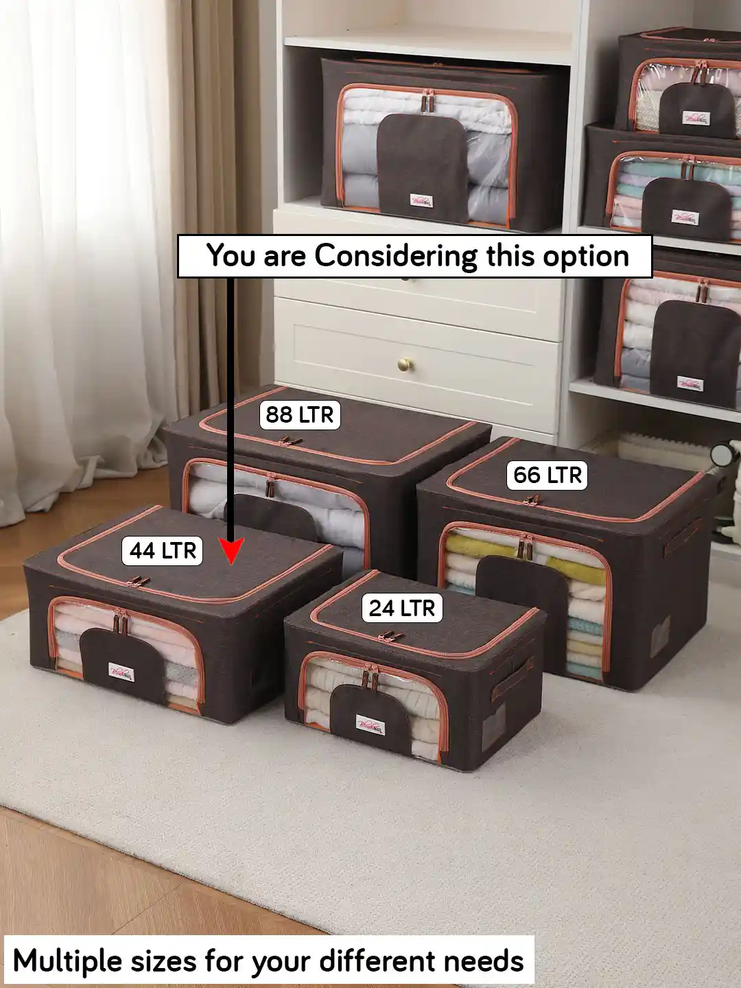 Buy BlushBees Set of Brown Solid Foldable Storage Boxes With