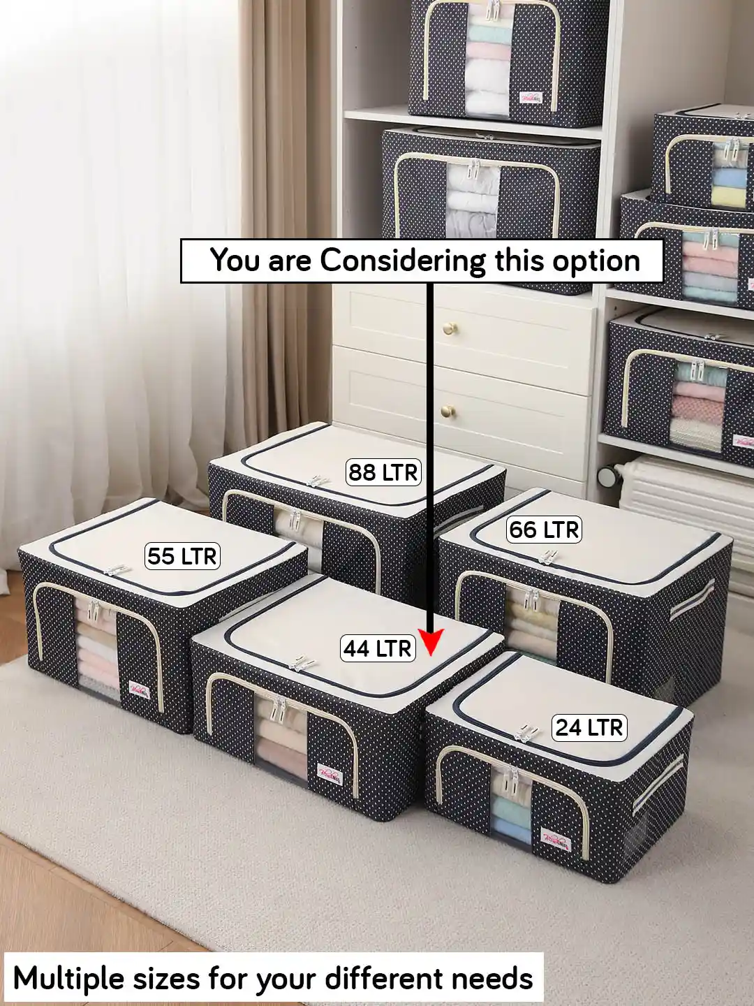 Buy BlushBees Set of Blue Polka Dots Printed Foldable Storage