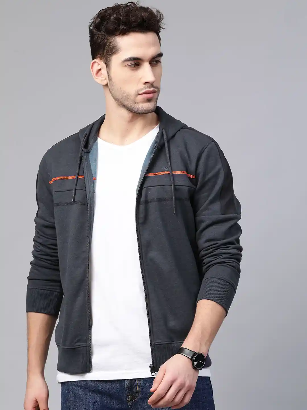 Buy Park Avenue Men Navy Blue Slim Fit Solid Hooded Sweatshirt