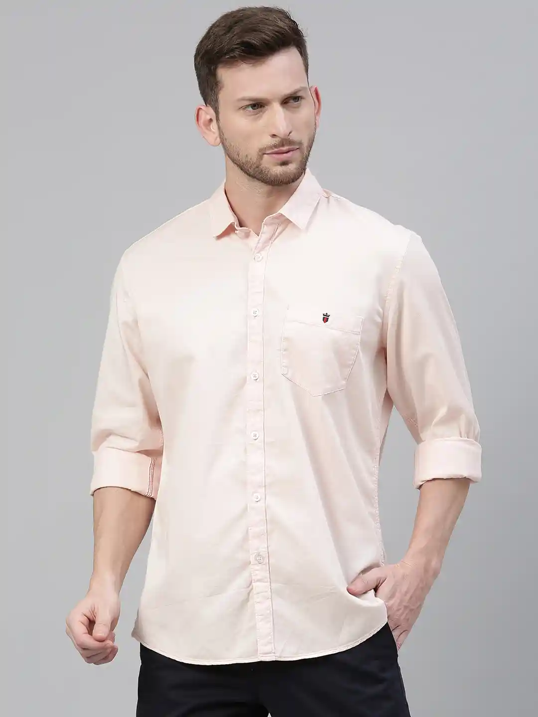 Louis Philippe Jeans Men Pink Regular Fit Solid Casual Shirt