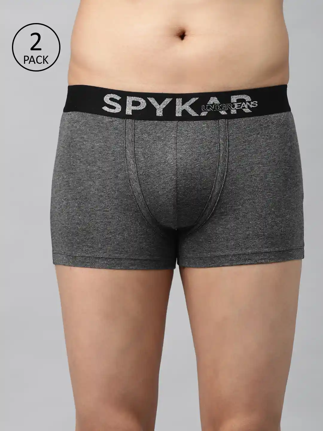 Buy UnderJeans by Spykar Men Pack of Charcoal Grey Solid Cotton