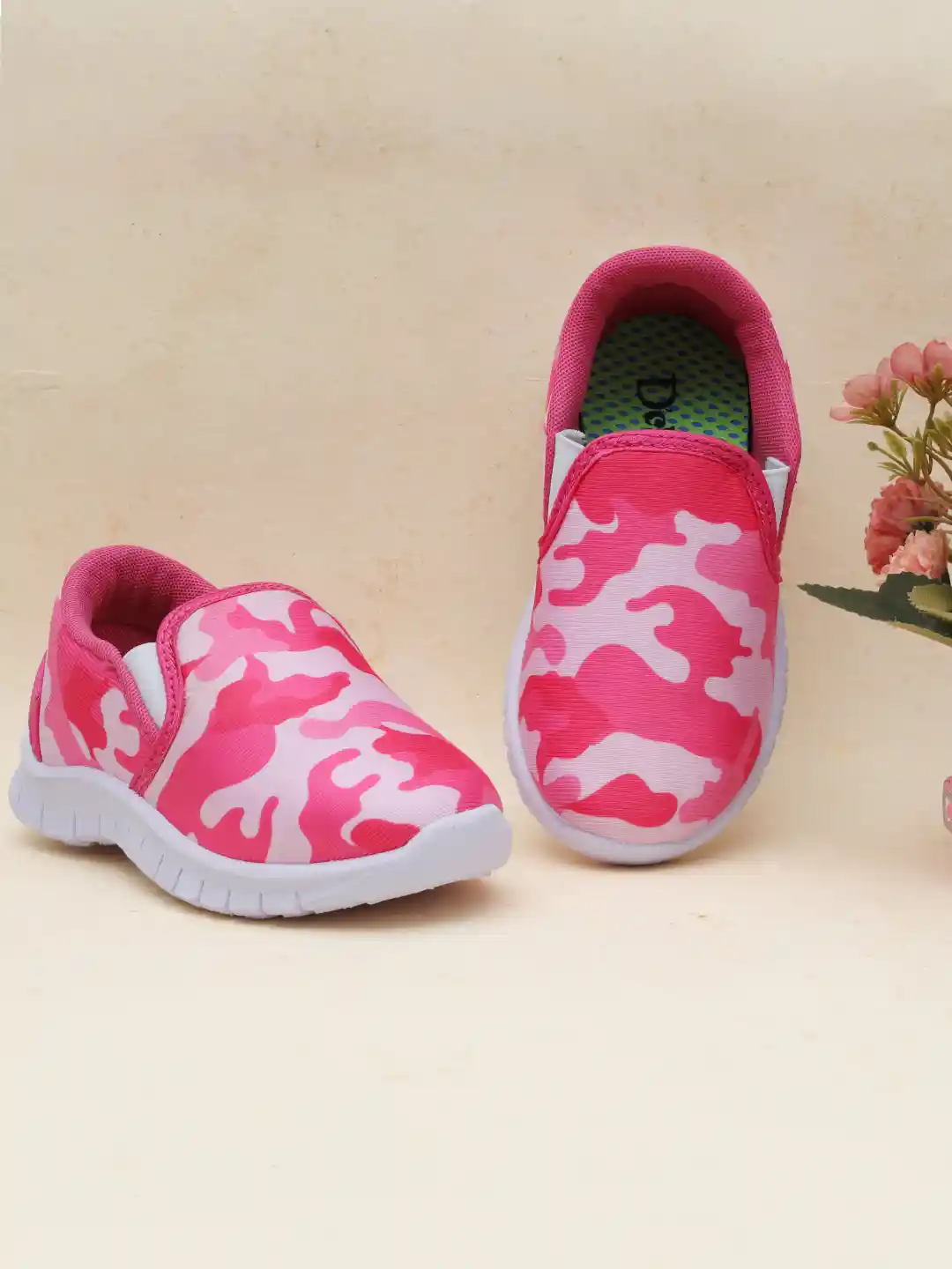 Buy DChica Girls Pink White Camouflage Printed Slip-On Sneakers