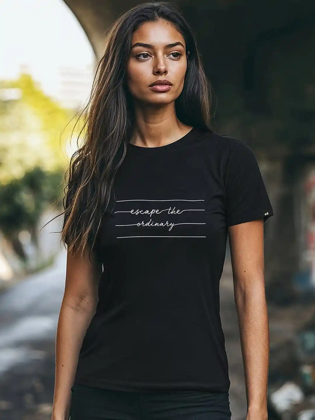 Buy Bewakoof Women Black Printed Round Neck Slim Fit T-shirt