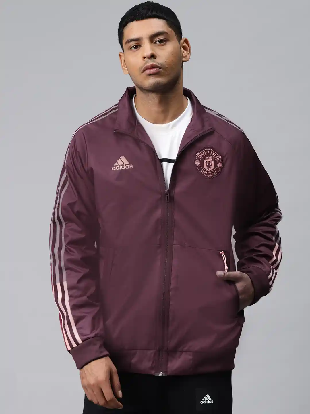 Buy ADIDAS Men Burgundy Solid Lightweight Manchester United Anthem