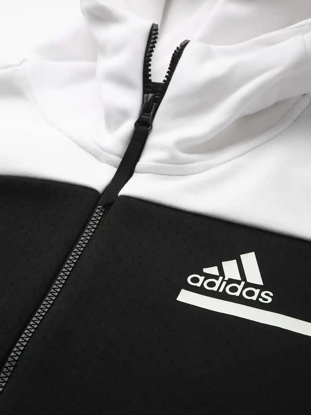Buy ADIDAS Men Black White ZNE Full-Zip Colourblocked Hooded