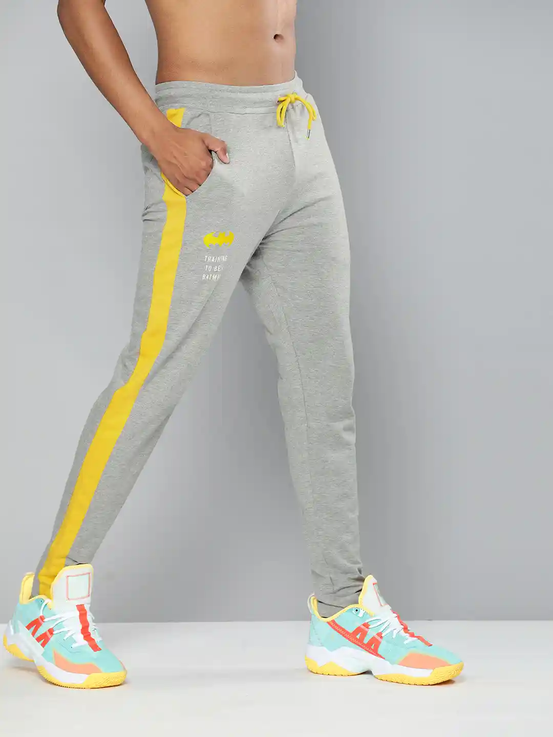 Buy Kook N Keech Batman Men Grey Melange Yellow Striped Pure