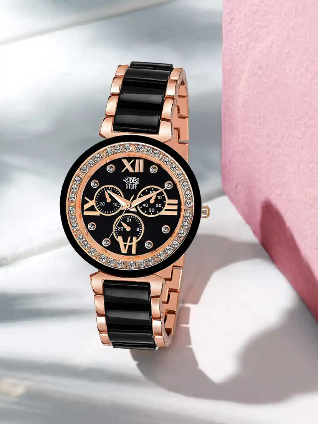 SWADESI STUFF Girls Black Analogue Watch MEENA GOLD