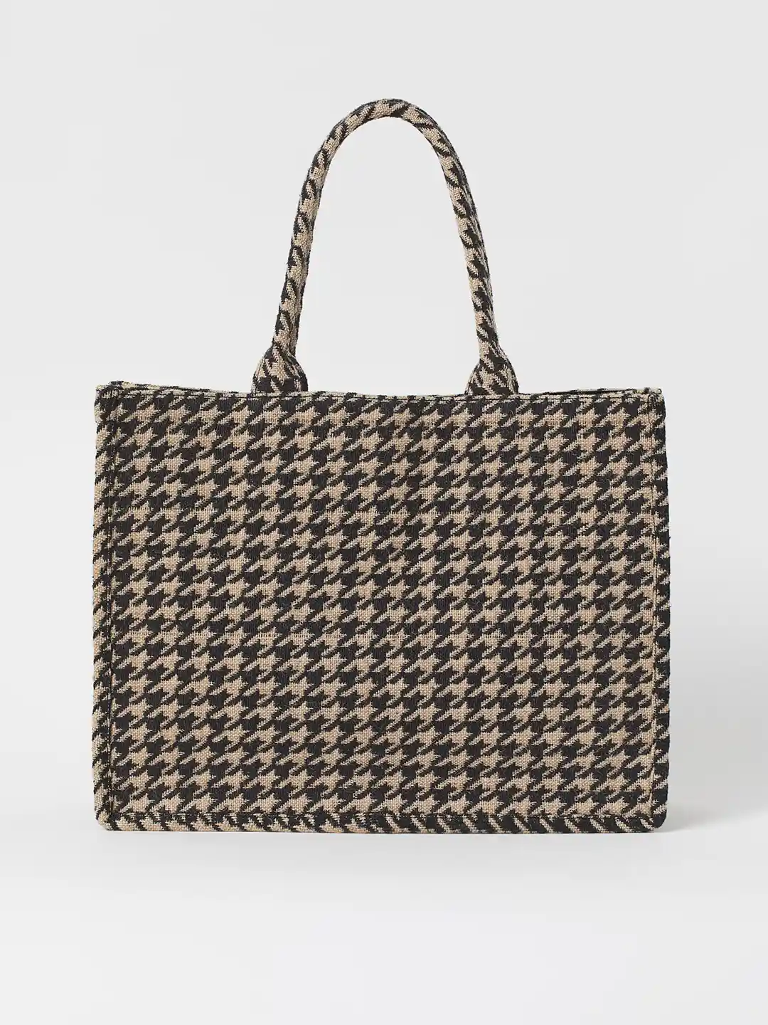 Buy H&M Women Beige Black Jute-Blend Handbag Handbags for