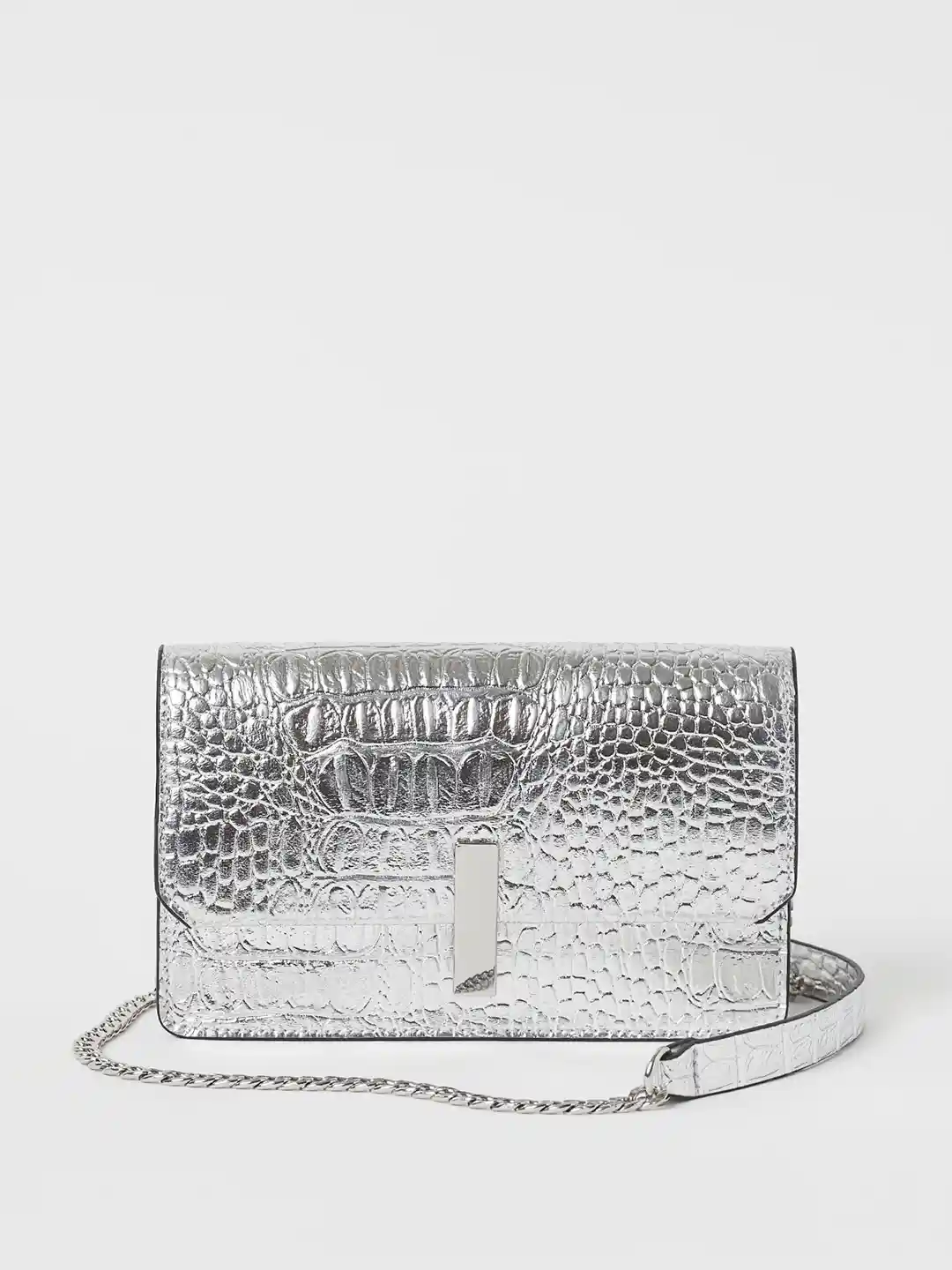 Buy H&M Women Silver Textured Small shoulder bag Handbags for