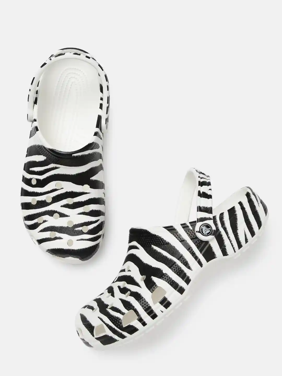 Buy Crocs Unisex White Black Classic Zebra Printed Clogs Flip