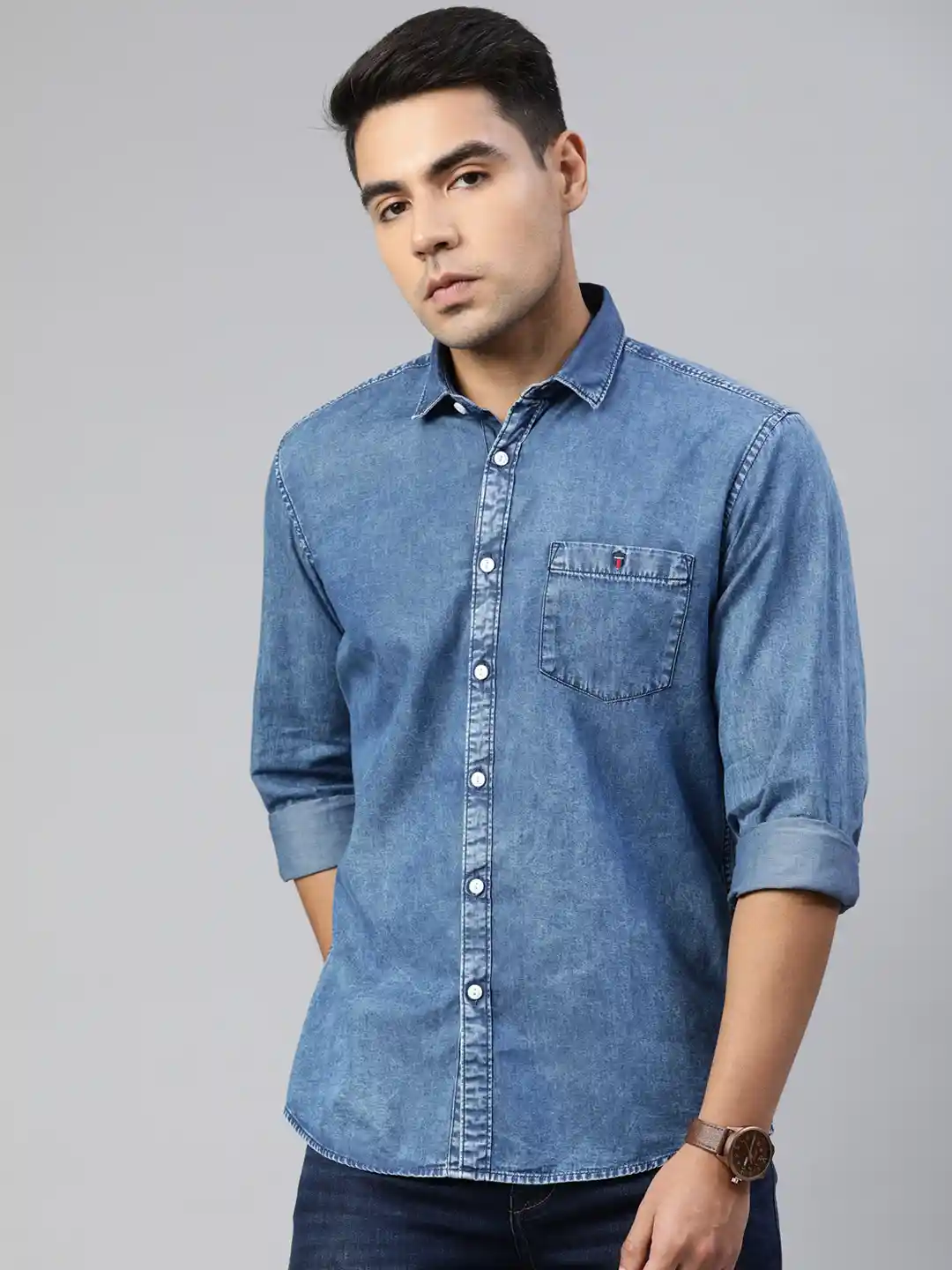 Buy Louis Philippe Jeans Men Blue Slim Fit Solid Pure Cotton Denim