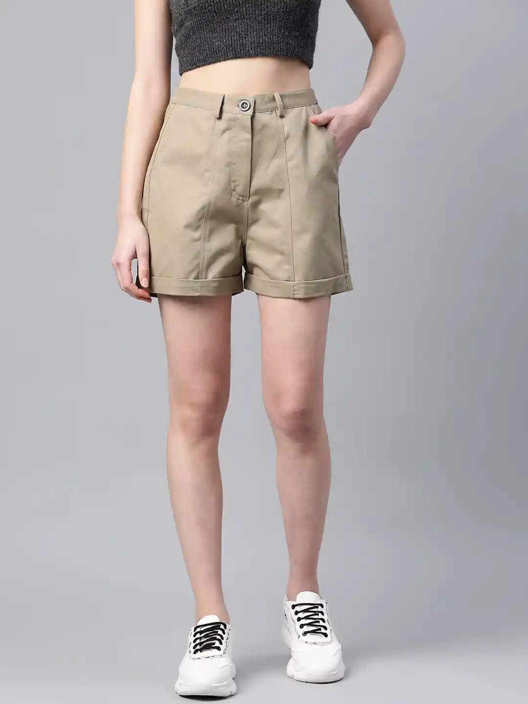 Cotton Shorts Khaki Shorts Near Me Women's Khaki Cotton Lycra