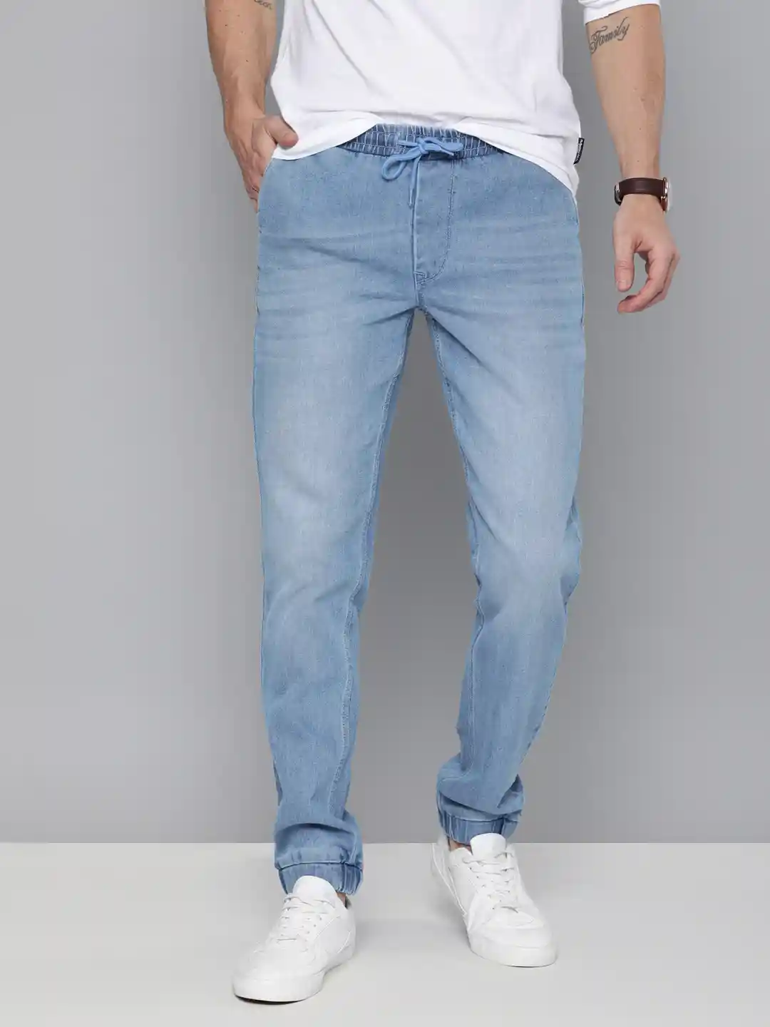 Buy Harvard Men Blue Mid-Rise Clean Look Jogger Fit jeans Jeans