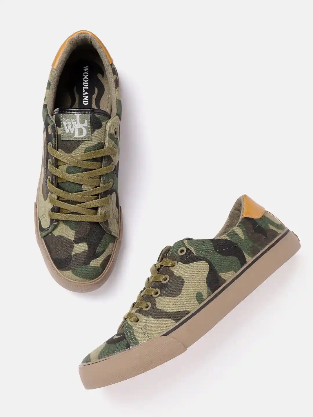 Buy Woodland Men Olive Green Charcoal Grey Camouflage Print