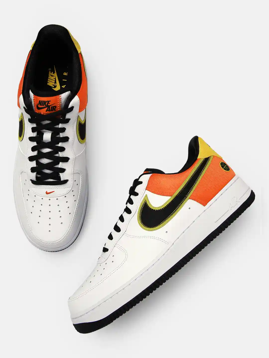 Buy Nike Men White Orange AIR FORCE LV8 Leather Sneakers