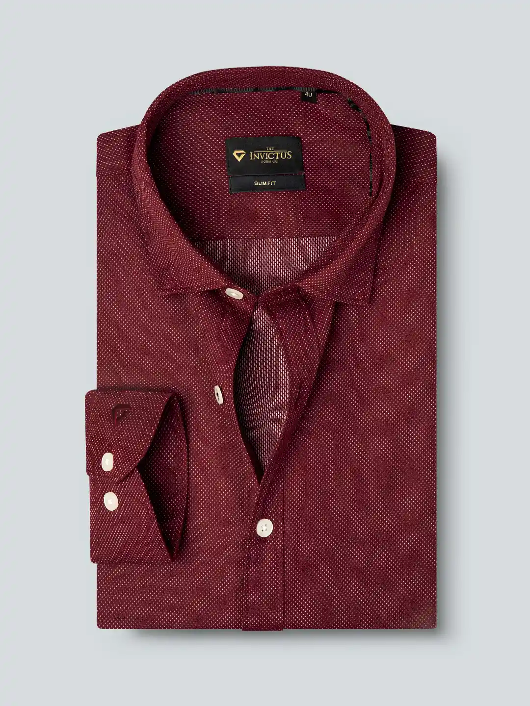 Buy INVICTUS Men Easy Care Maroon Self Design Sustainable Formal
