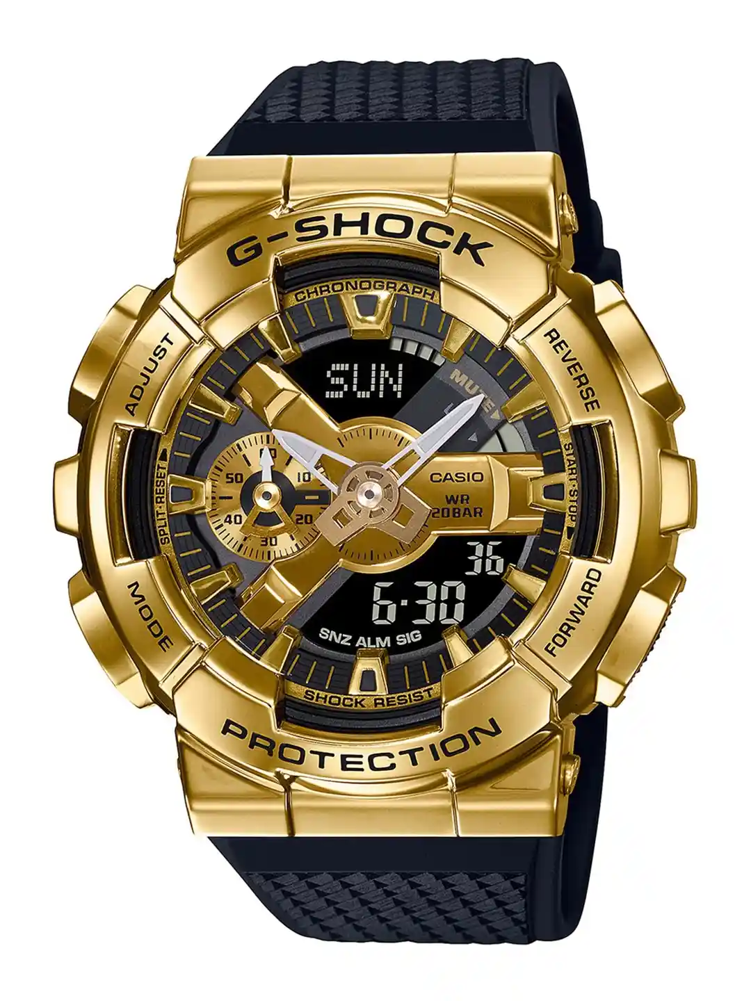 CASIO Men G-Shock G-Steel GM-110G-1A9DR Gold Ana-Digi Dial Black Resin  Strap Watch G1053