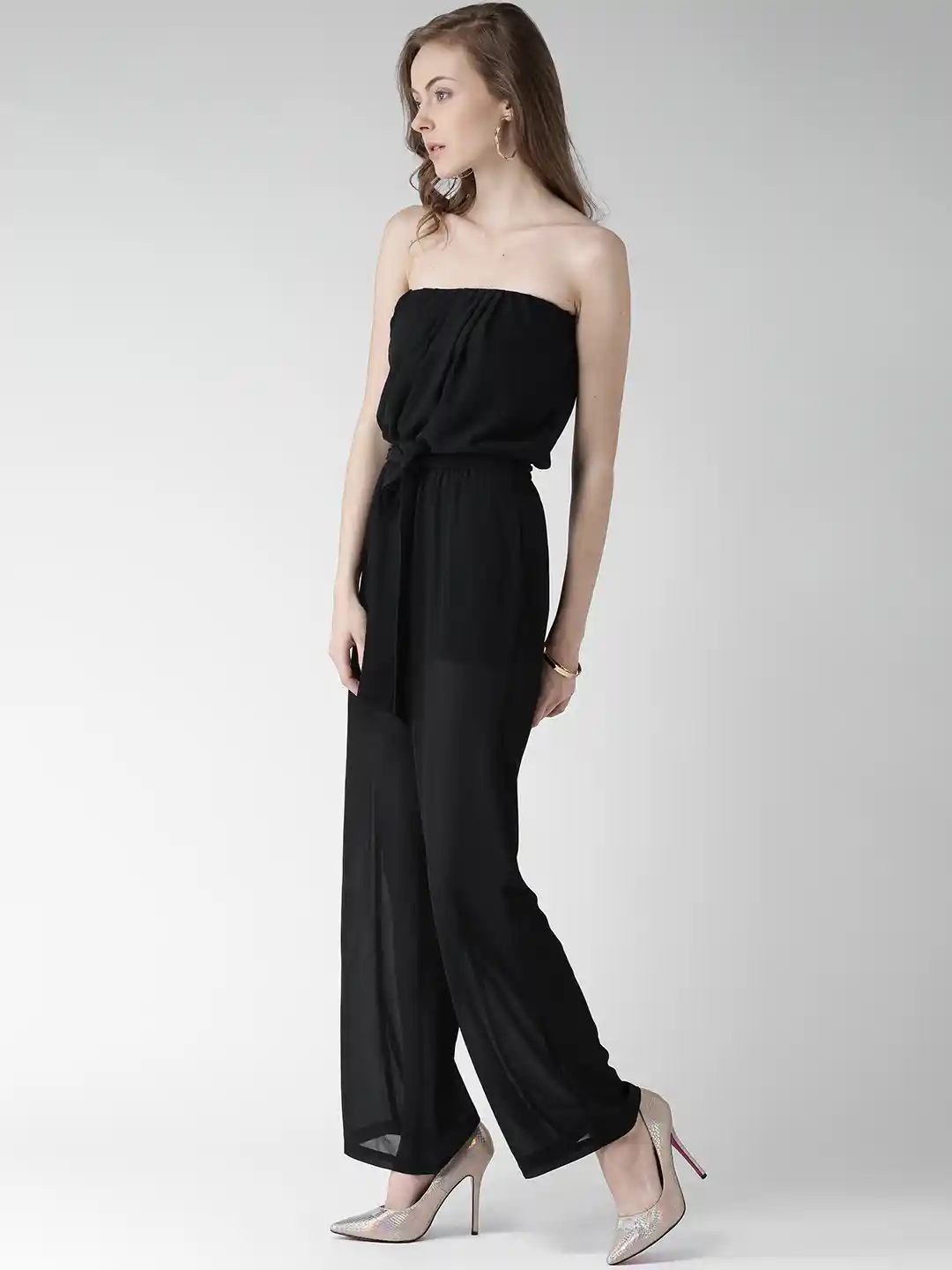 Buy FOREVER 21 Black Tube Jumpsuit with Belt Jumpsuit for Women