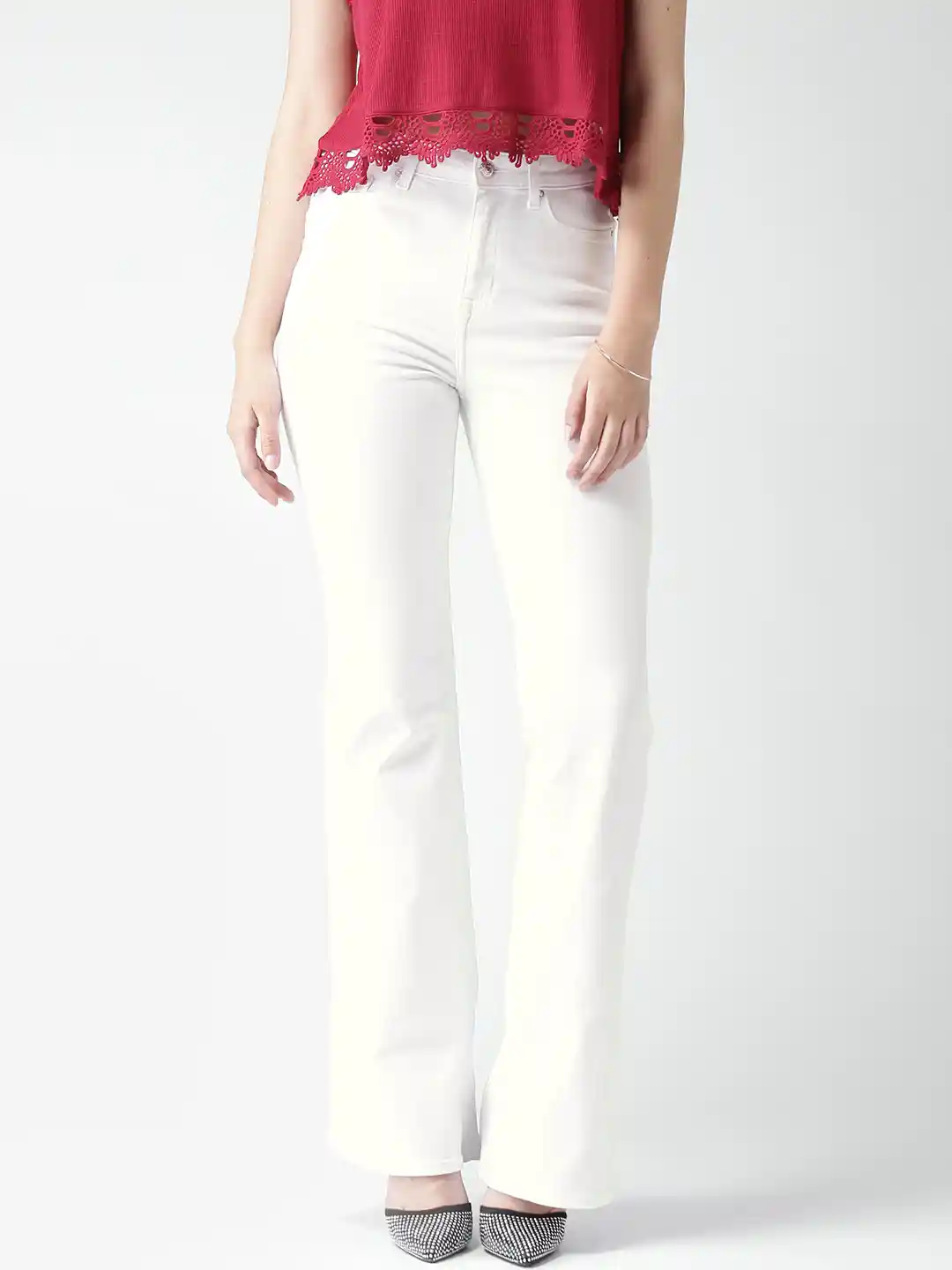Buy FOREVER 21 White High-Rise Bootcut Jeans Jeans for Women