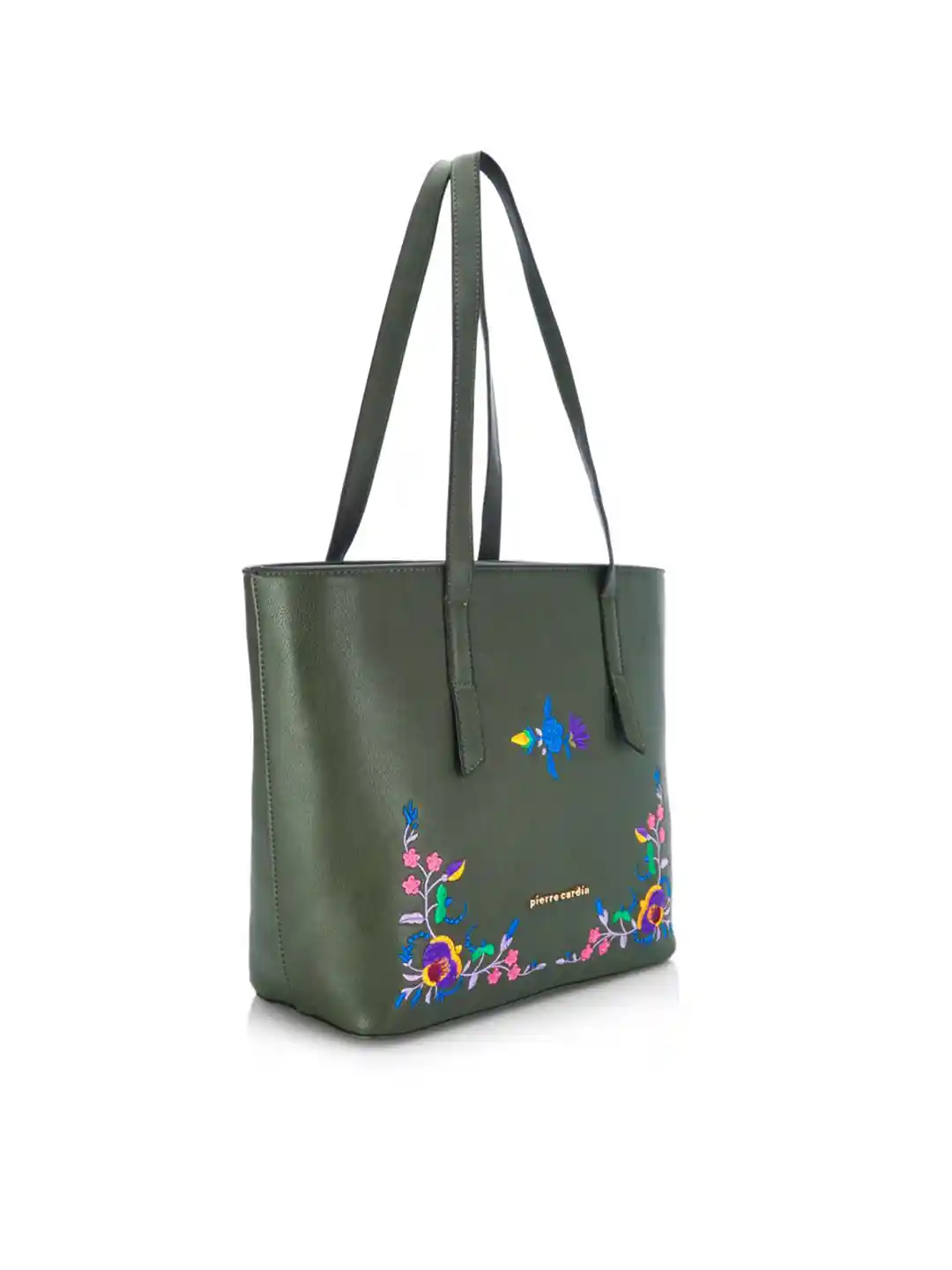 Buy pierre cardin Olive Green Embroidered Tote Bag Handbags for