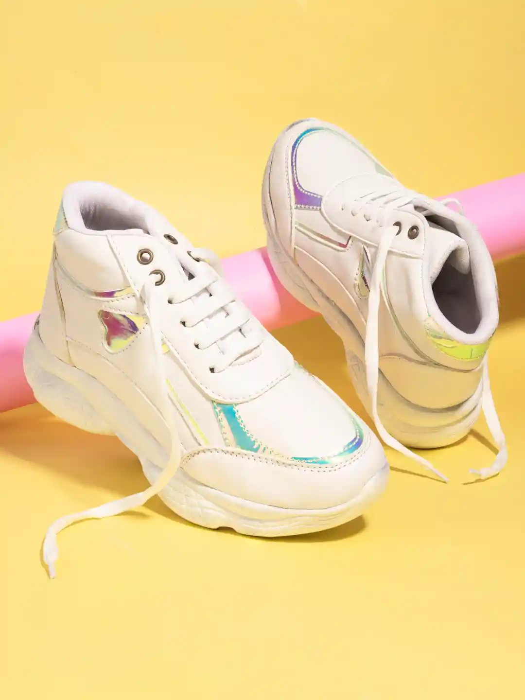 El Paso Women White Solid Synthetic High-Top Sneakers