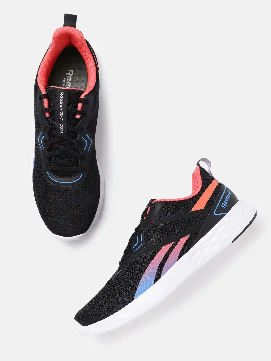 Buy Reebok Men Black Pink Woven Design Tesla Running Shoes
