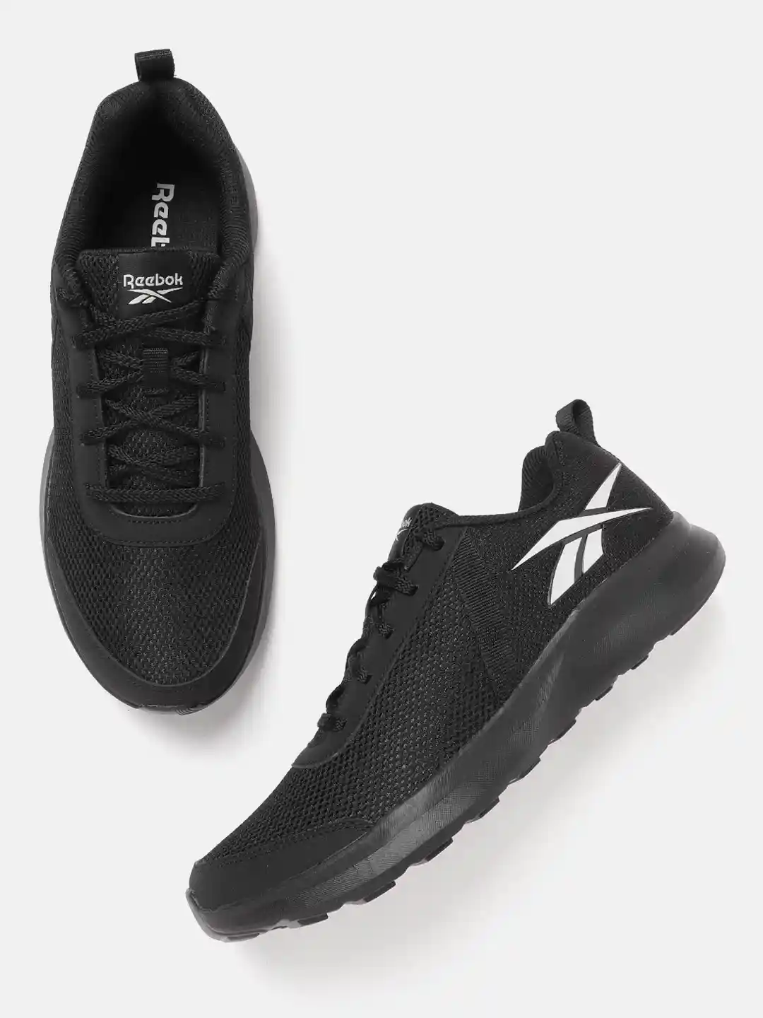 running shoes reebok uppers of man Reebok Men Black Edge Identity Knit Upper Running Shoes