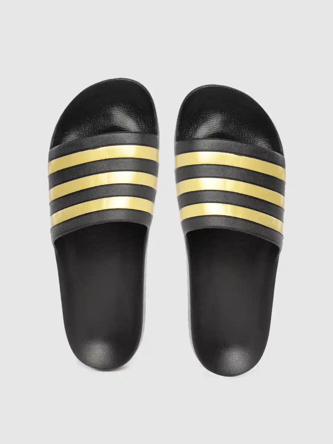 Buy ADIDAS Unisex Black Gold-Toned Adilette Aqua Striped Sliders