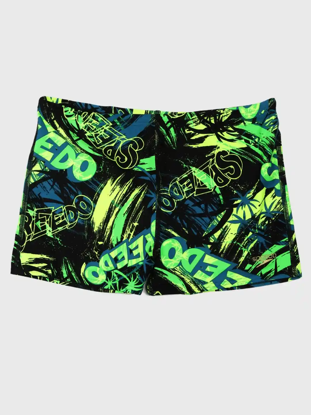 Buy Speedo Boys Black Fluorescent Green Printed Swim Shorts