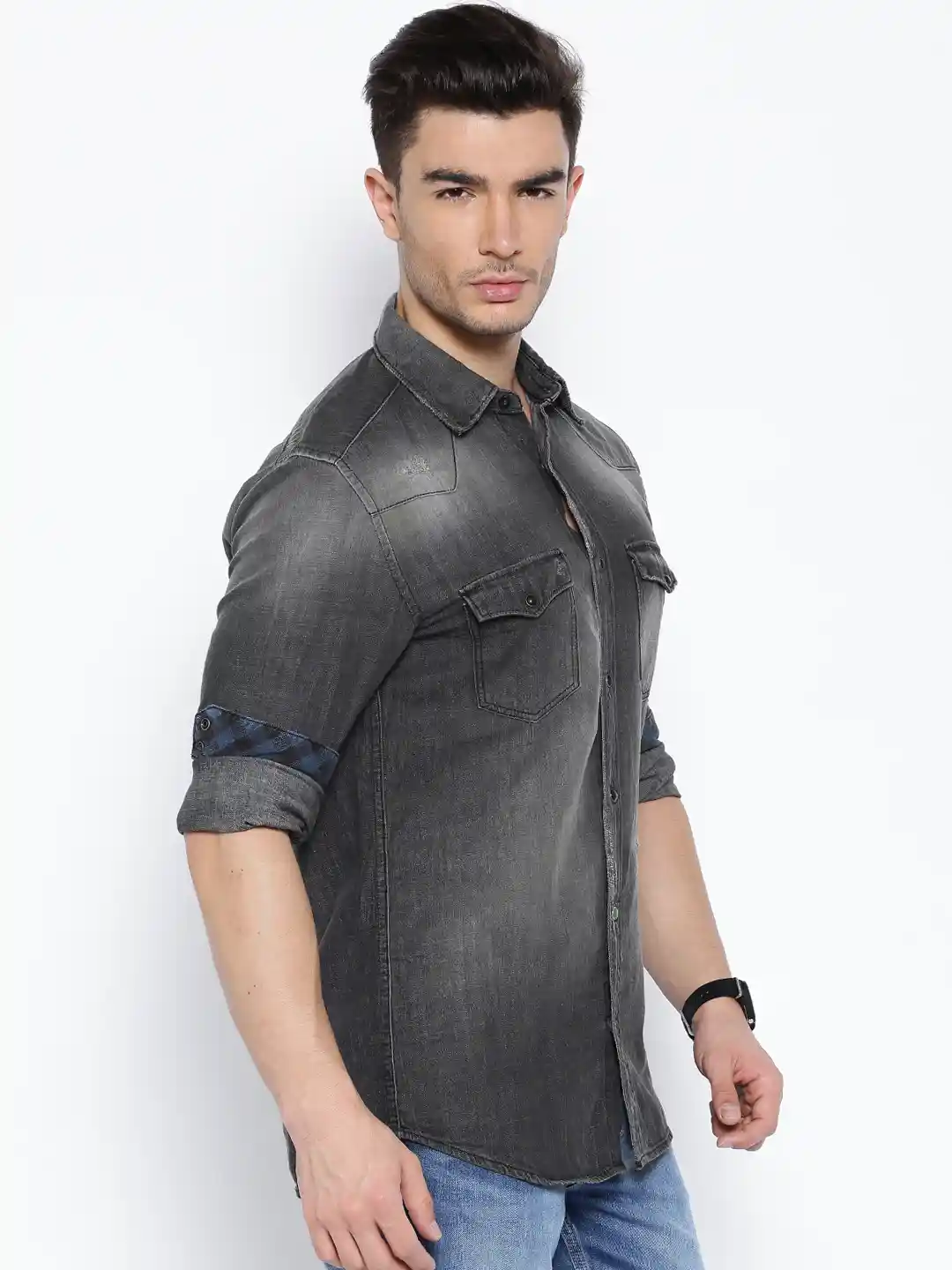 Jack And Jones Grey Denim Shirt Jack Jones Long-sleeved Denim