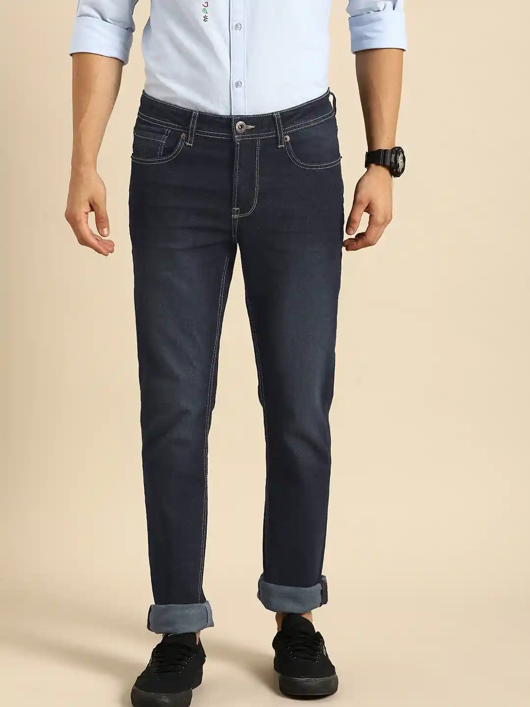 Buy Being Human Clothing Men Blue Skinny Straight Fit Mid-Rise