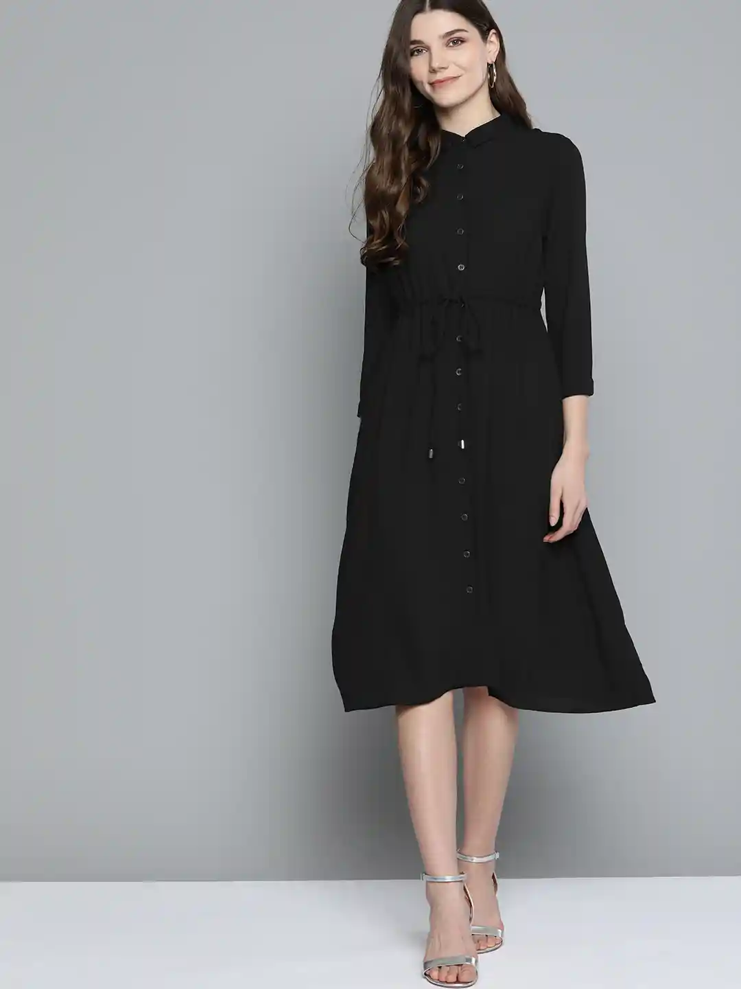 Buy Chemistry Women Black Solid Shirt Dress Dresses for Women