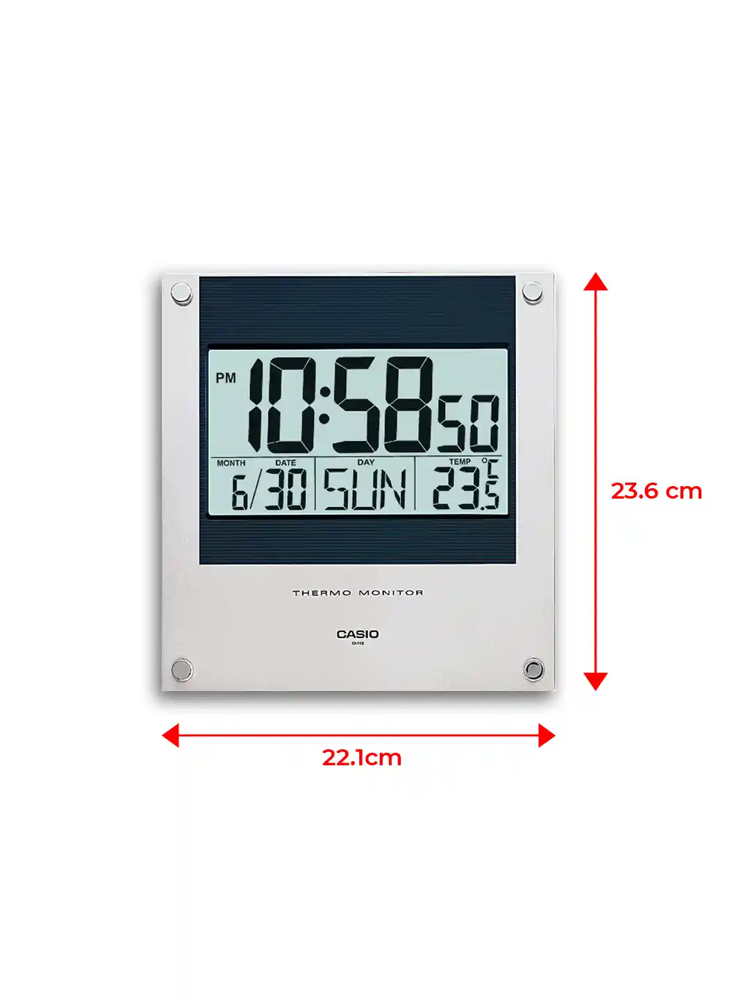 Buy CASIO Silver-Toned Black Square Solid Digital Wall Clock