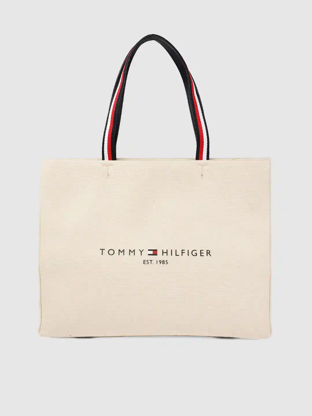 Buy Tommy Hilfiger Off-White Printed SHOPPER Tote Bag Handbags