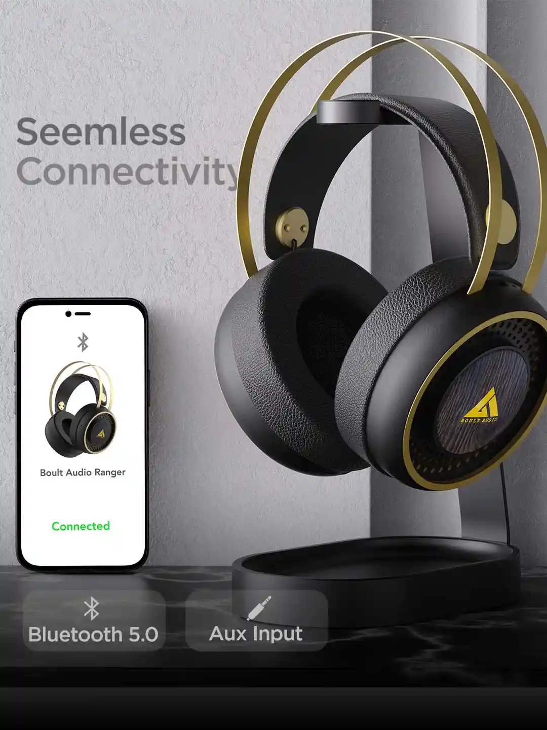 Probass Thunder Pro Bass Bluetooth Headphones BOULT AUDIO Black