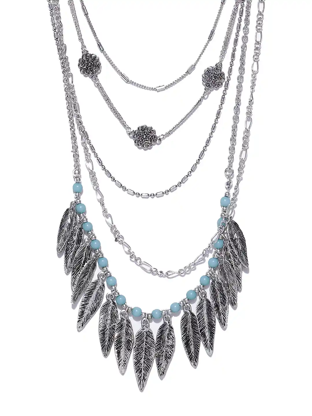 Buy FOREVER 21 Oxidised Silver-Toned Layered Necklace Necklace