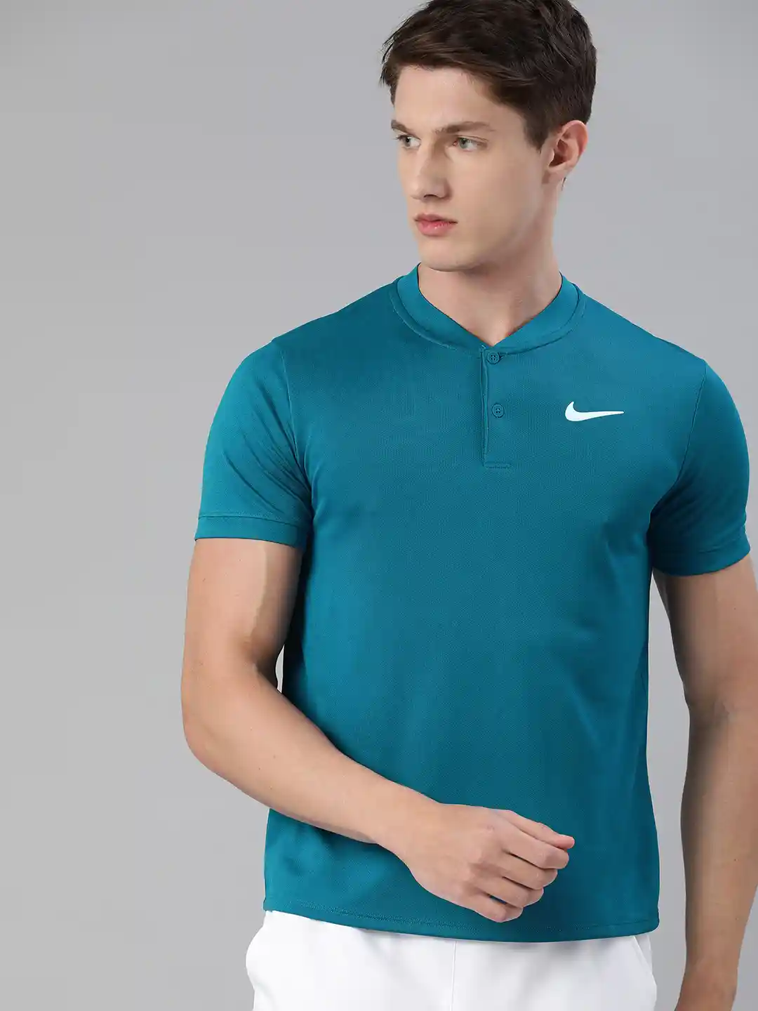 Buy Nike Men Teal Blue Standard Fit Solid Dri-FIT POLO BLADE
