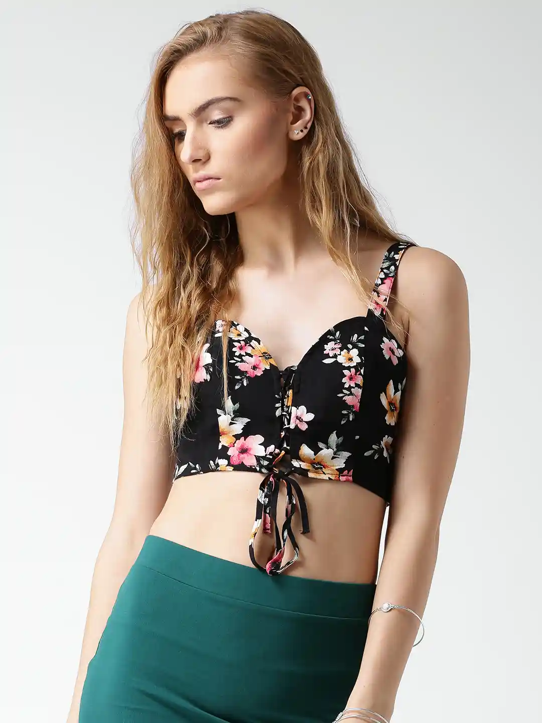 Buy FOREVER 21 Black Floral Print Bralette Top Tops for Women