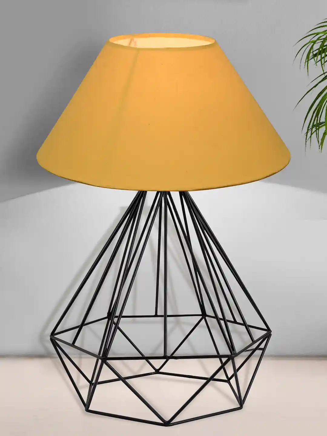Lamp Shade Yellow And Grey Table Lamp Ayelet Yellow Fabric Shade Table Lamp  With Natural Wooden, image size:1080x1440
